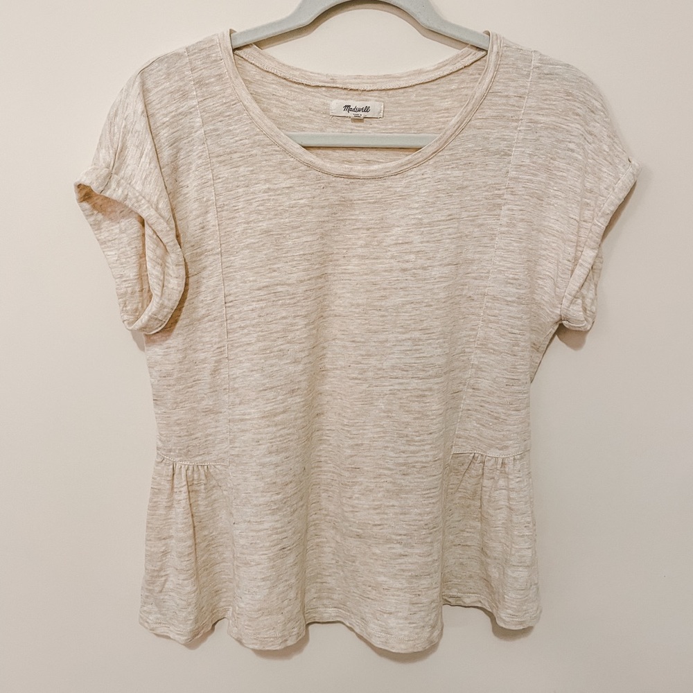 Madewell off-white/cream peplum t-shirt